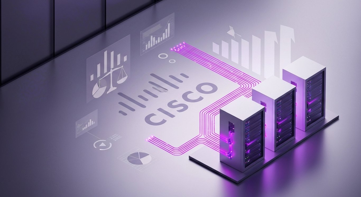 Cisco FY25 analysis visual: AI infrastructure strategy, strong cash flow, higher net debt, shareholder returns, networking &,