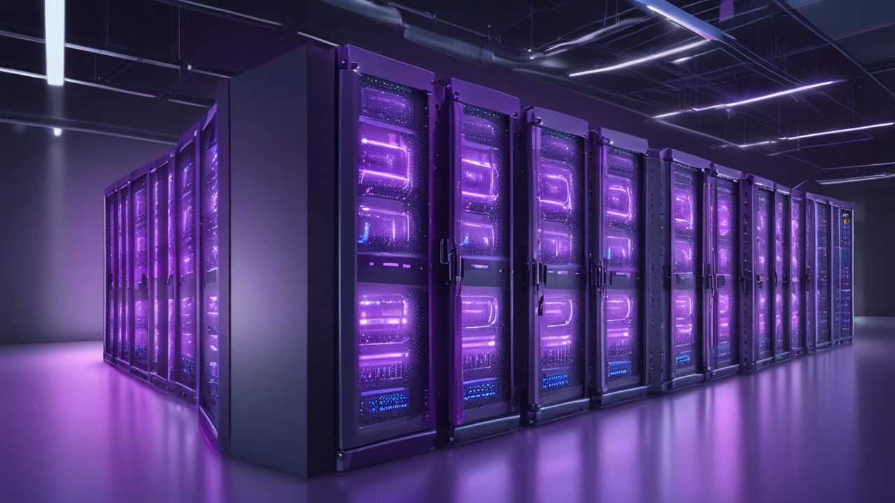 Dell Technologies' advanced AI servers in a futuristic data center, symbolizing its substantial $14.4 billion backlog and leadership in the rapidly growing AI infrastructure market, driving significant revenue growth and competitive advantage.