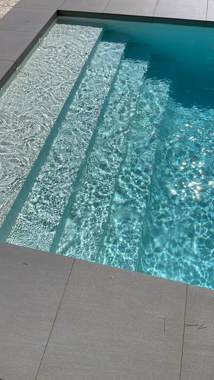 Pool steps and floor cleaned