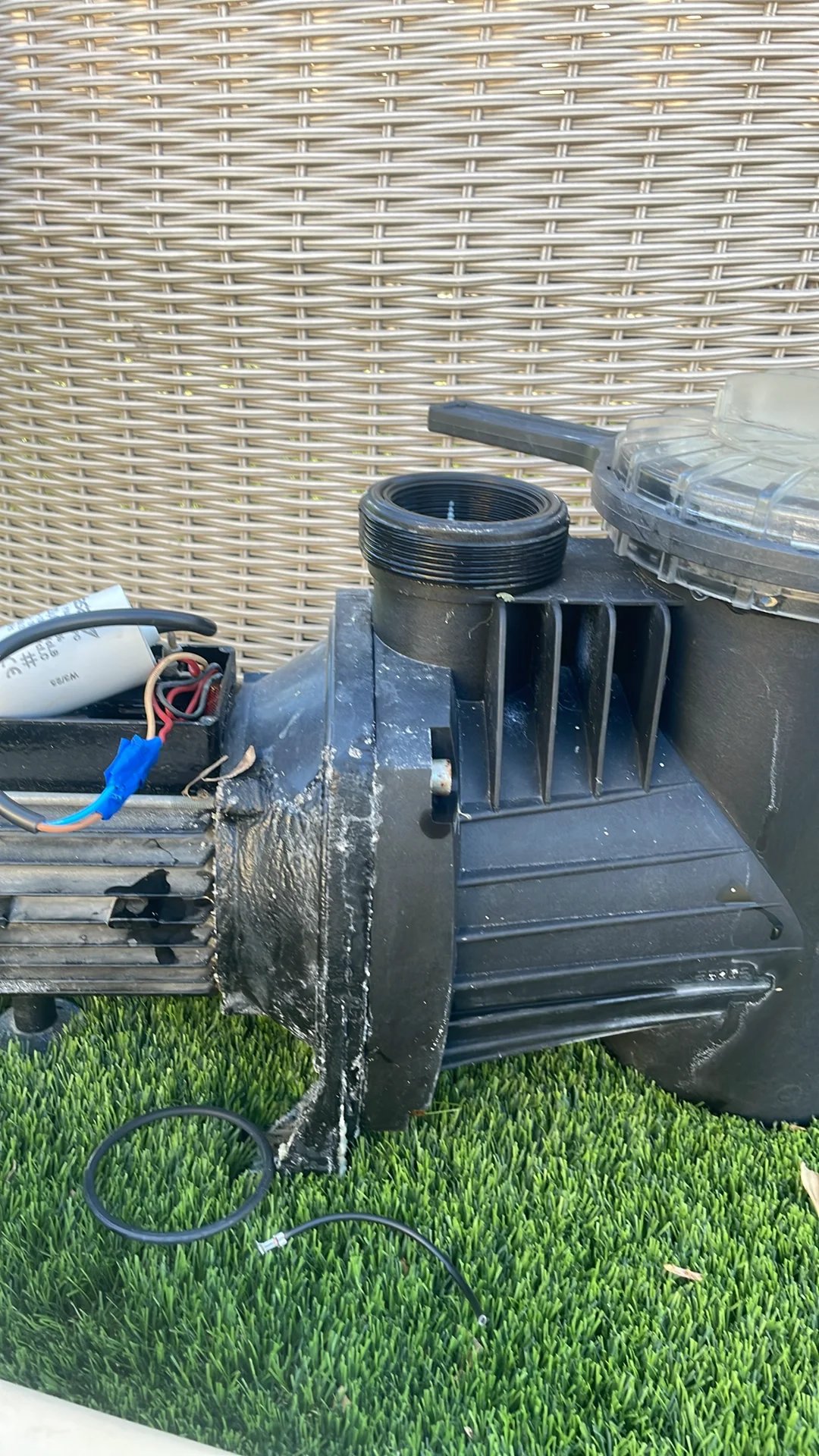 Pool pump disassembled for repair