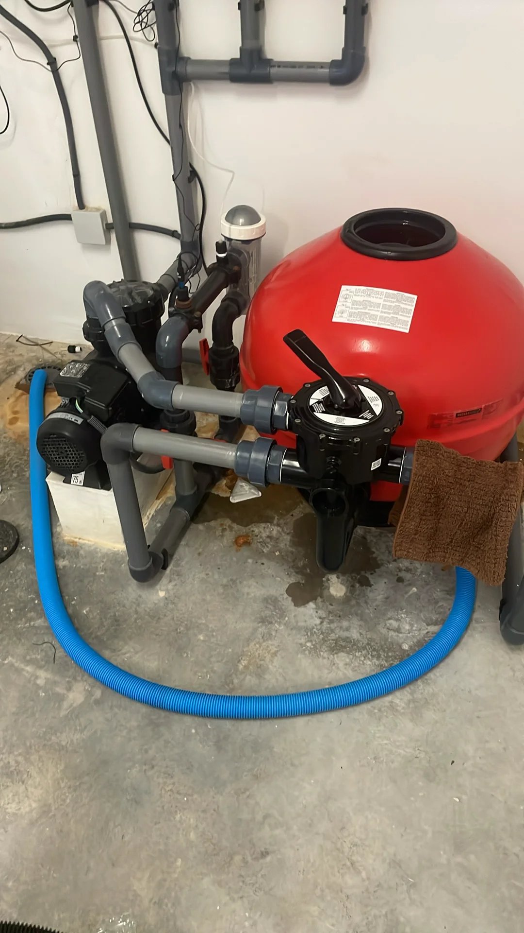 Equipment area floor wet and dirty