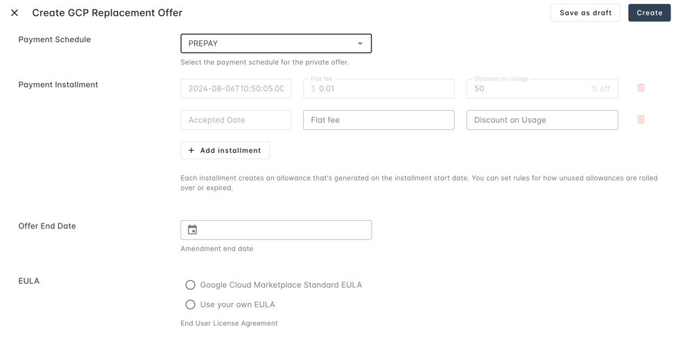 Replacement Offer Prepay