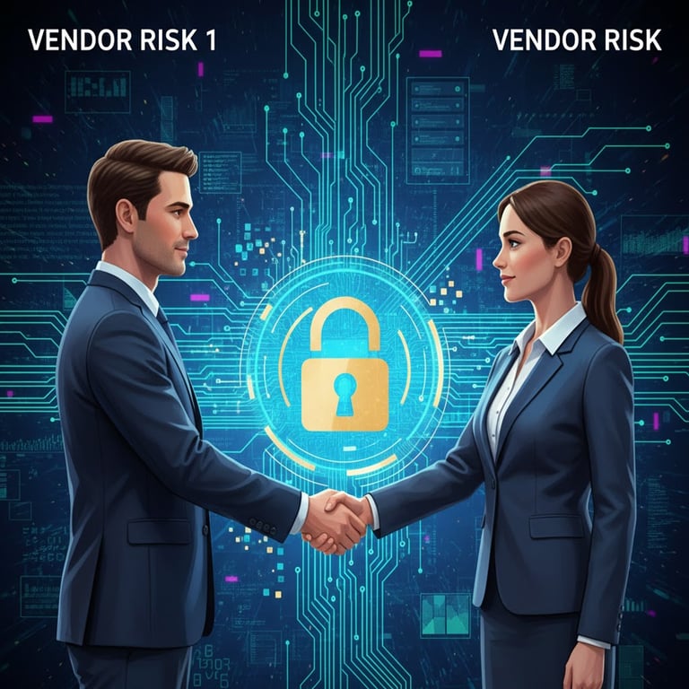 Business handshake with digital cybersecurity lock overlay