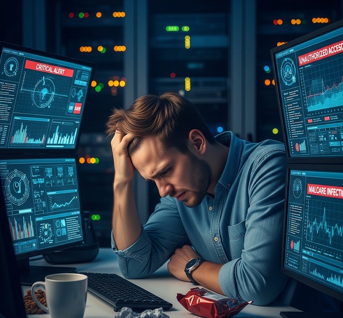 SOC alert fatigue concept illustration