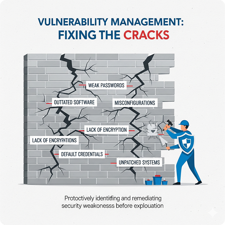 Illustration showing vulnerability management as a digital health check
