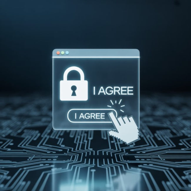 Illustration showing user consent in data privacy