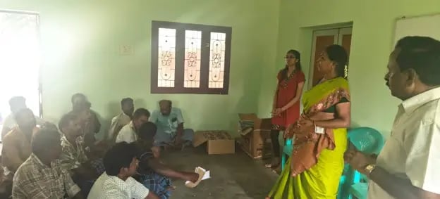Pictured Above: Navya Rajan (in red) collaborating with TAPWA to give an educational training on farming safety.