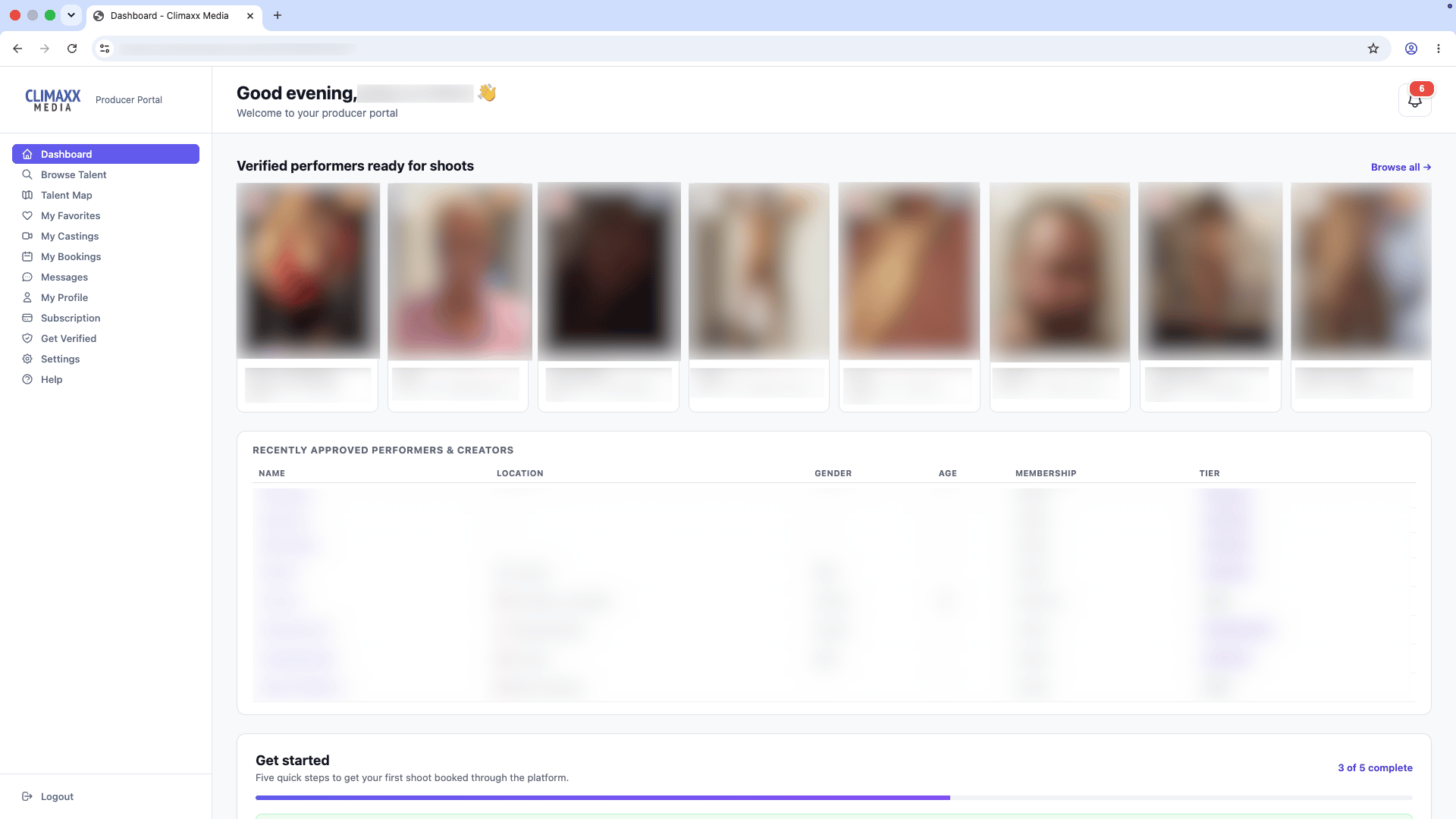 Producer dashboard