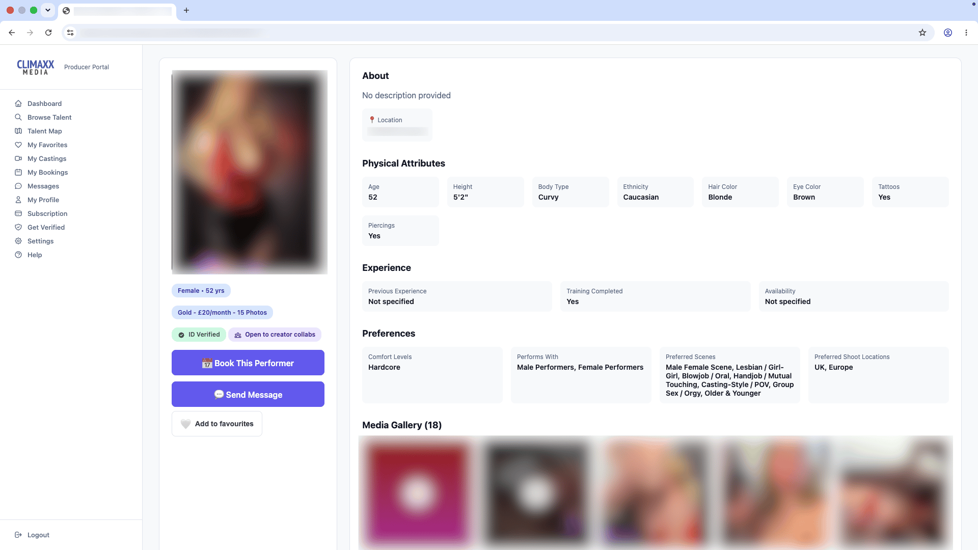 Performer profile