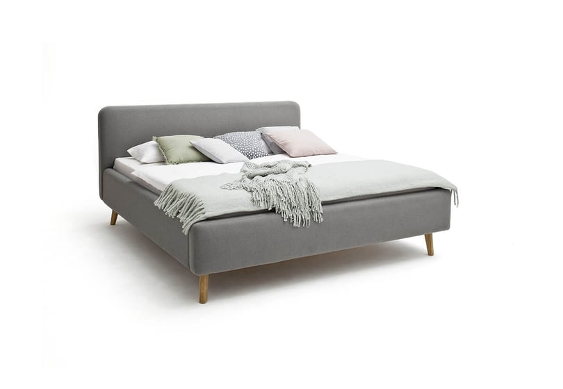 Postel taupe s úložným prostorem 180 x 200 cm světle šedá