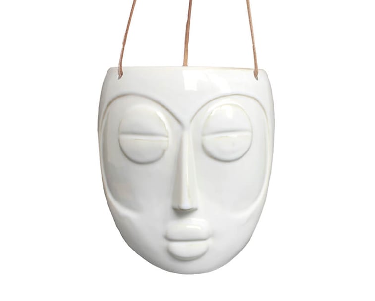 ZÁVĚSNÝ KVĚTINÁČ MASK BÍLÝ