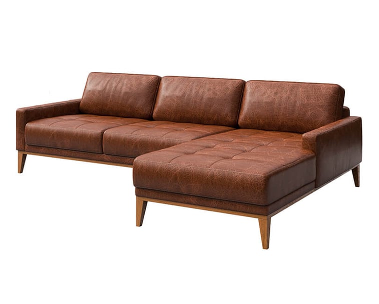 Rohová pohovka musso tufted 248 cm cognac pravá