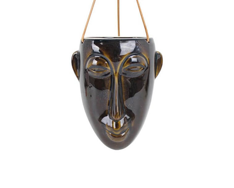 ZÁVĚSNÝ KVĚTINÁČ LONG MASK HNĚDÝ