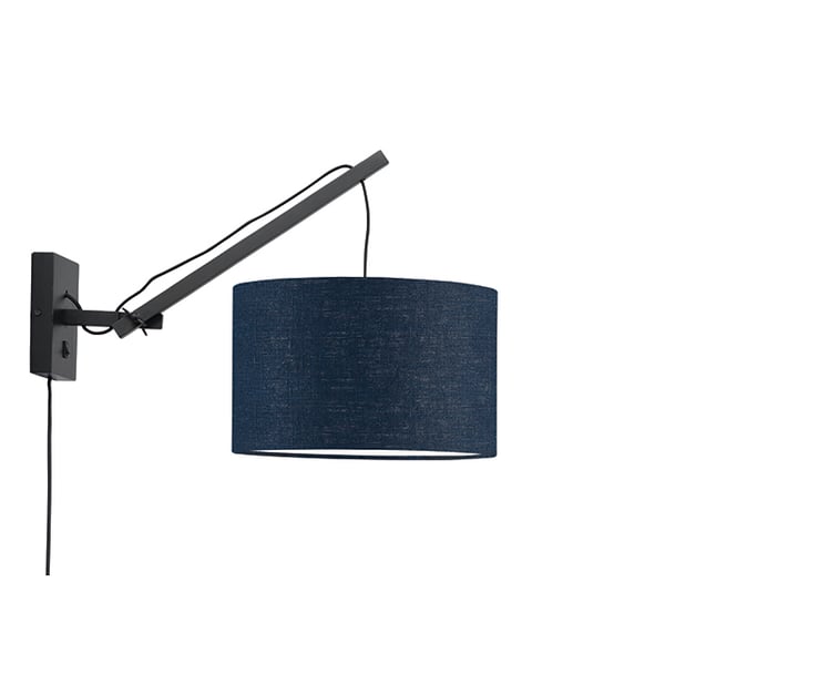 NÁSTĚNNÁ LAMPA ANDES BAMBUS S MODRÁ