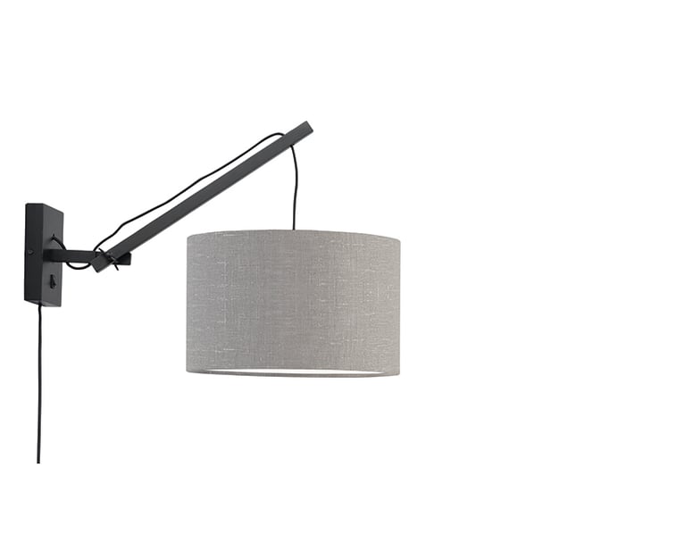 NÁSTĚNNÁ LAMPA ANDES BAMBUS S SVĚTLE ŠEDÁ