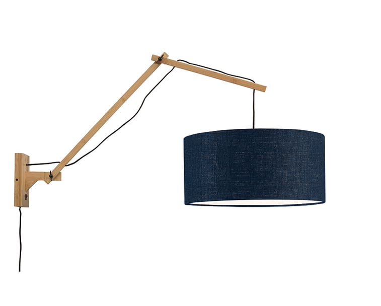 NÁSTĚNNÁ LAMPA ANDES BAMBUS L PŘÍRODNÍ, MODRÁ