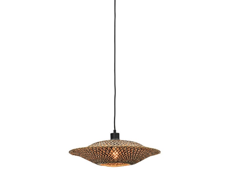 ZÁVĚSNÁ LAMPA BALI S PŘÍRODNÍ, ČERNÁ