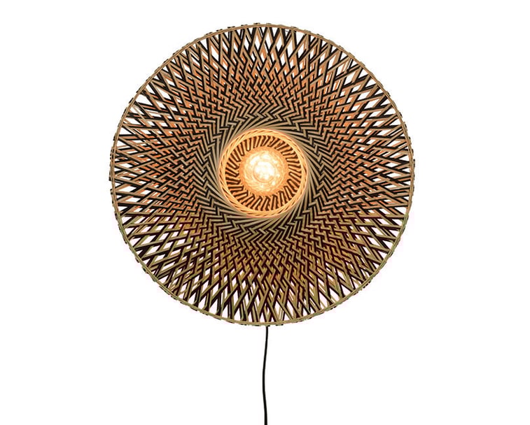 NÁSTĚNNÁ LAMPA BALI M PŘÍRODNÍ, ČERNÁ