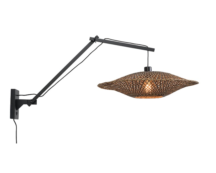NÁSTĚNNÁ LAMPA BALI BAMBUS L ČERNÁ