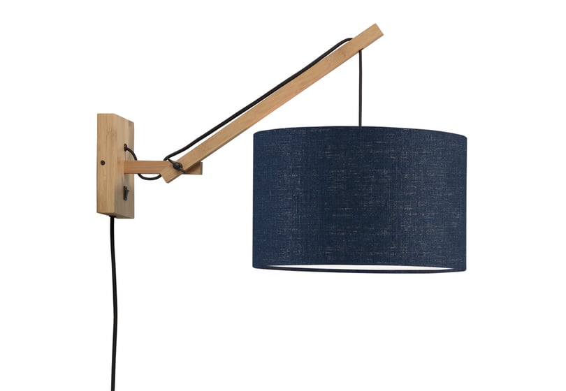 NÁSTĚNNÁ LAMPA ANDES BAMBUS S PŘÍRODNÍ, MODRÁ