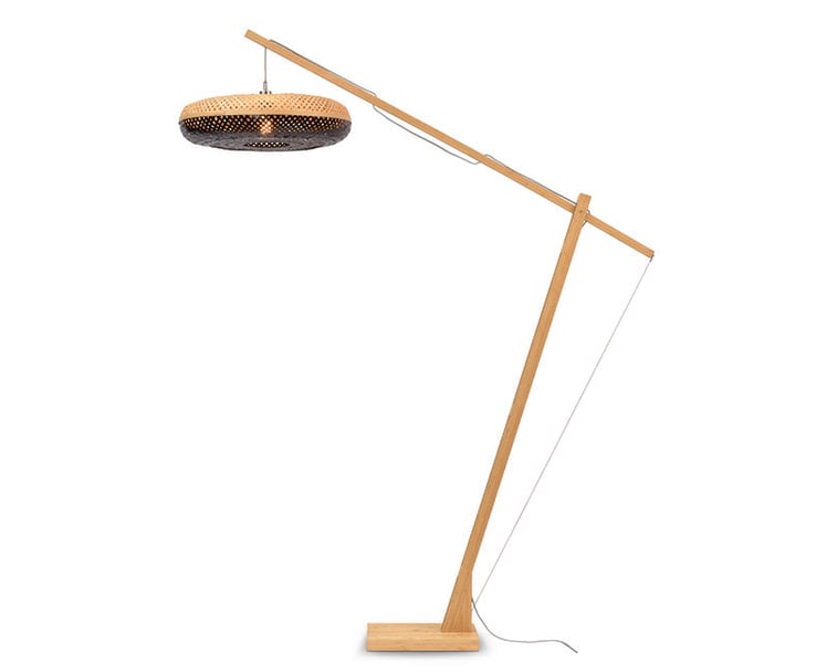 Stojací  LAMPA PALAWAN L PŘÍRODNÍ, ČERNÁ