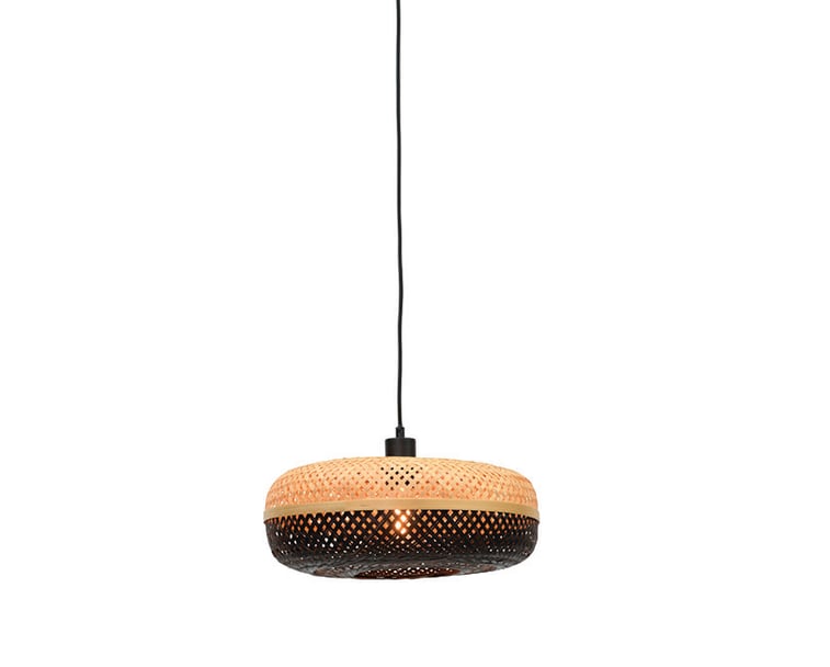 ZÁVĚSNÁ LAMPA PALAWAN S PŘÍRODNÍ, ČERNÁ