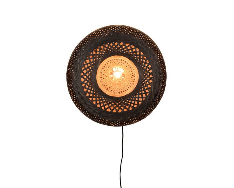 NÁSTĚNNÁ LAMPA PALAWAN S PŘÍRODNÍ, ČERNÁ