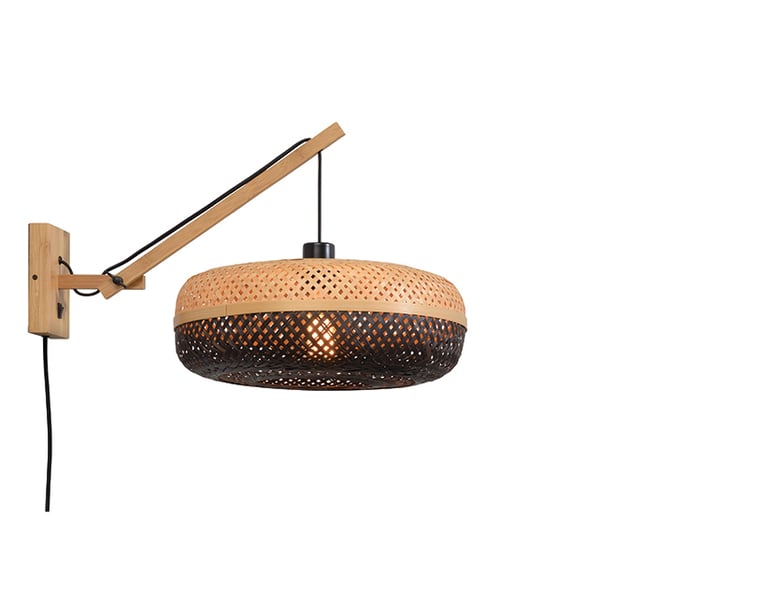 NÁSTĚNNÁ LAMPA PALAWAN NATURAL PŘÍRODNÍ, ČERNÁ 40 X 15