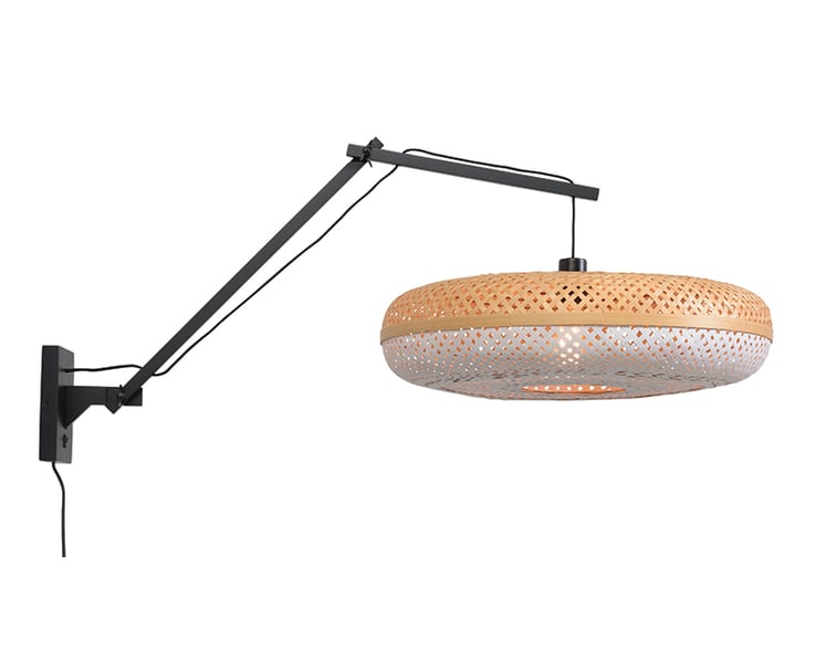 NÁSTĚNNÁ LAMPA PALAWAN BAMBUS L PŘÍRODNÍ, BÍLÁ