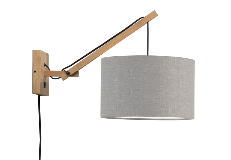 NÁSTĚNNÁ LAMPA ANDES BAMBUS S PŘÍRODNÍ, SVĚTLE ŠEDÁ
