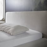 Čalouněná postel taupe s úložným prostorem 180 x 200 cm manšestr písková