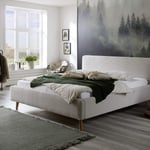 Čalouněná postel taupe s úložným prostorem 160 x 200 cm manšestr písková