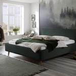 Čalouněná postel taupe s úložným prostorem 140 x 200 cm manšestr zelená