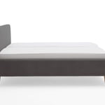 Čalouněná postel taupe s úložným prostorem 160 x 200 cm manšestr šedá