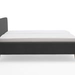 Čalouněná postel taupe s úložným prostorem 140 x 200 cm manšestr černá