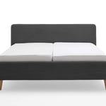 Čalouněná postel taupe s úložným prostorem 160 x 200 cm manšestr černá