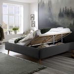 Čalouněná postel taupe s úložným prostorem 140 x 200 cm manšestr černá