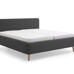 Čalouněná postel taupe s úložným prostorem 160 x 200 cm manšestr černá
