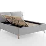 Čalouněná postel talleva s úložným prostorem 160 x 200 cm světle šedá