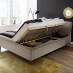 Čalouněná postel lemina s úložným prostorem 160 x 200 cm béžová