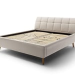 Čalouněná postel s prošívaným čelem lemina s úložným prostorem 180 x 200 cm béžová