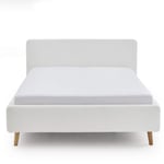 Dvoulůžková postel taupe 180 x 200 cm fleece bílá