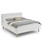 Dvoulůžková postel taupe 140 x 200 cm fleece bílá