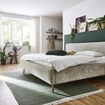 Dvoulůžková postel taupe 140 x 200 cm chenille béžová