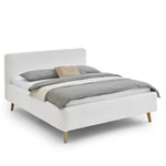 Dvoulůžková postel taupe s úložným prostorem 160 x 200 cm fleece bílá