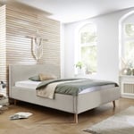 Dvoulůžková postel taupe s úložným prostorem 140 x 200 cm fleece béžová