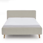 Dvoulůžková postel taupe s úložným prostorem 180 x 200 cm fleece béžová