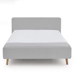 Dvoulůžková postel taupe s úložným prostorem 140 x 200 cm fleece šedá
