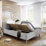 Dvoulůžková postel taupe s úložným prostorem 160 x 200 cm fleece šedá