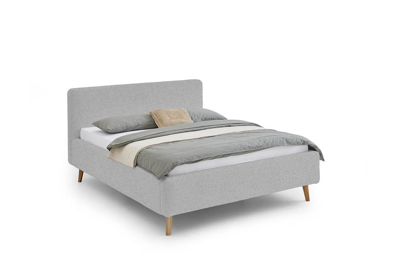 Dvoulůžková postel taupe s úložným prostorem 180 x 200 cm fleece šedá